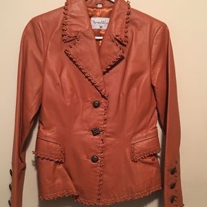 Burnt Orange Leather “Pamela McCoy” Jacket